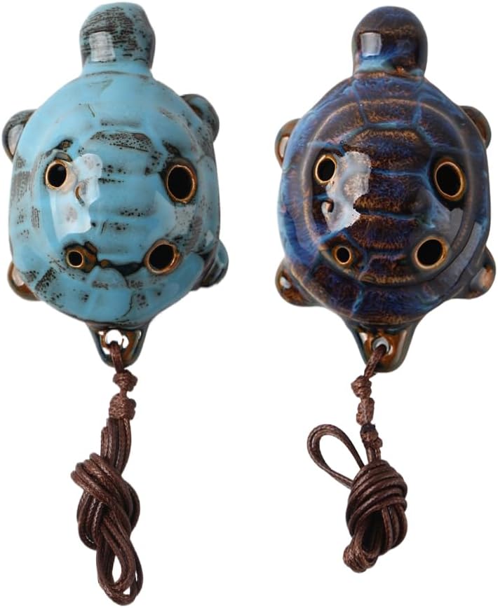 NOIAFZY 2Pcs Adorable Small Turtle Pottery Flute Unique 6-Hole Cartoon Design Artisan Kiln Transformation Series Accessories - Image 1